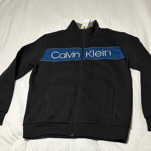 Calvin Klein Black Jacket with Blue Stripe